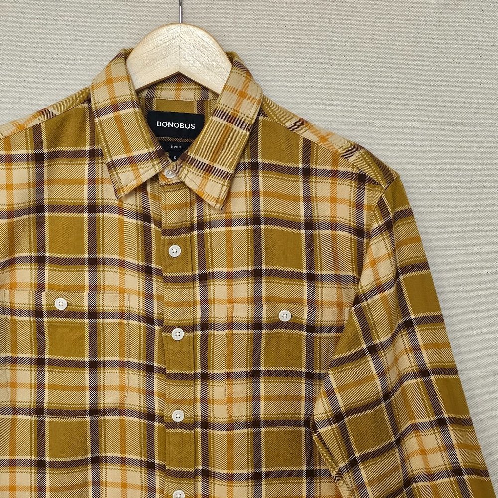 Bonobos Plaid 100% Cotton Slim Fit Flannel Button Down S